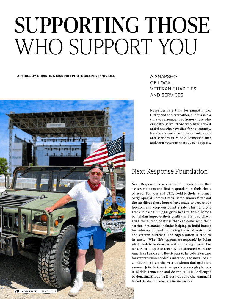 "Supporting those who support you, article"